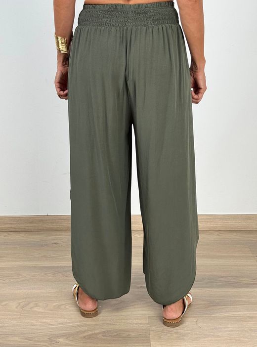 Pantalón fluido aberturas kaki