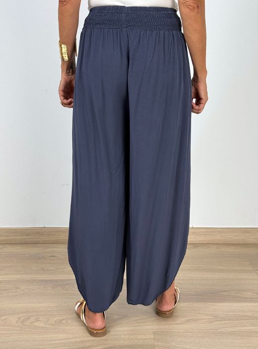 Pantalón fluido aberturas marino