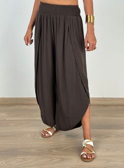 Pantalón fluido aberturas marrón