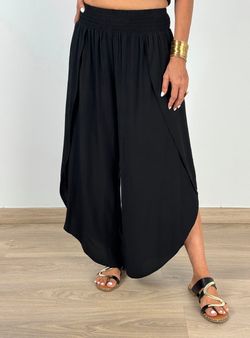 Pantalón fluido aberturas negro