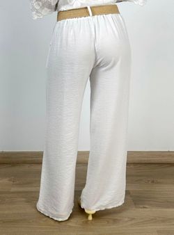 Pantalón fluido de pierna ancha blanco