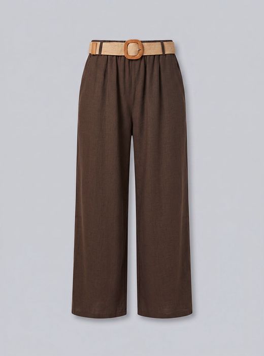 Pantalón fluido de pierna ancha marrón
