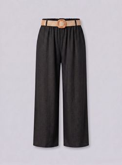 Pantalón fluido de pierna ancha negro