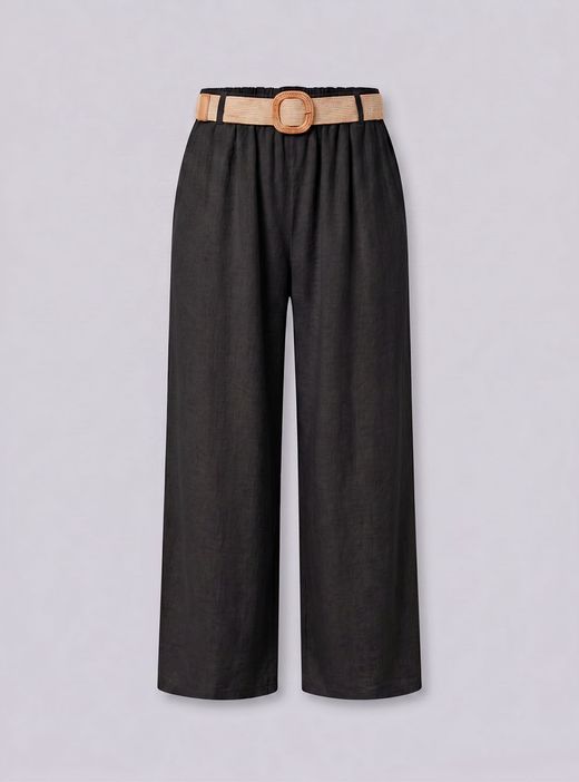 Pantalón fluido de pierna ancha negro