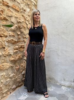 Pantalón lunares negro-blanco