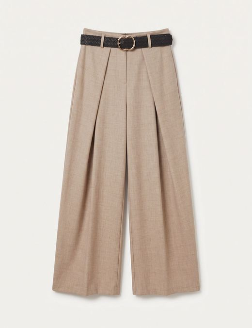 Pantalón Palazzo Fluido Beige