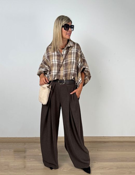 Pantalón Palazzo Fluido Marrón