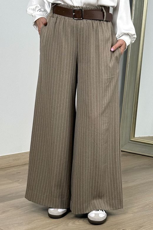 Pantalón palazzo rayas beige