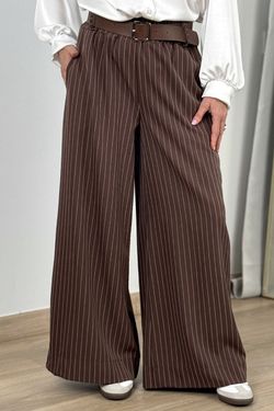 Pantalón palazzo rayas marrón