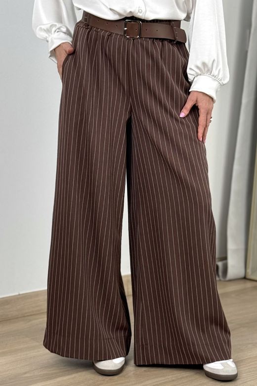 Pantalón palazzo rayas marrón