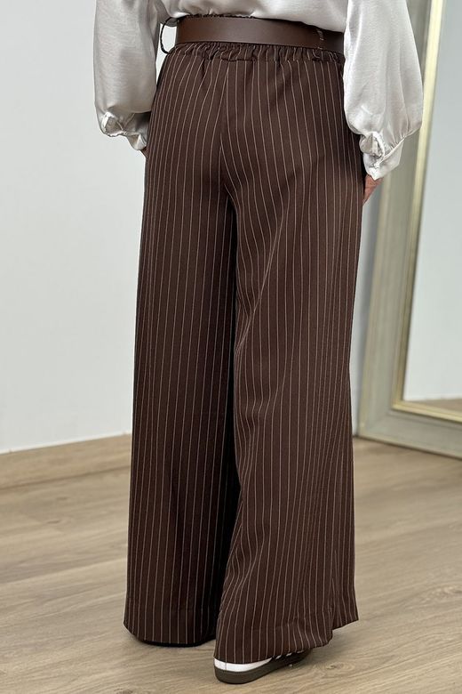 Pantalón palazzo rayas marrón