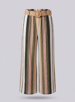 Pantalón rayas Begur kaki-beige