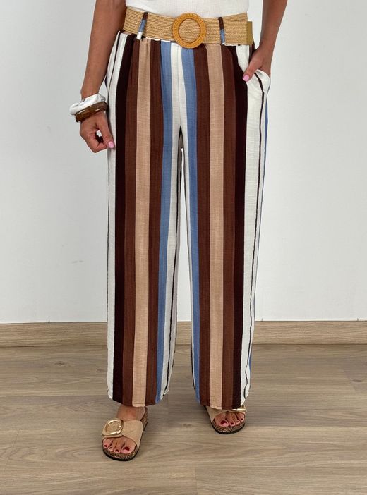 Pantalón rayas Begur marrón-beige