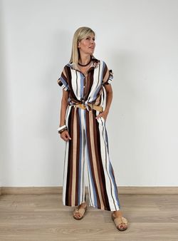 Pantalón rayas Begur marrón-beige