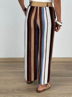 Pantalón rayas Begur marrón-beige