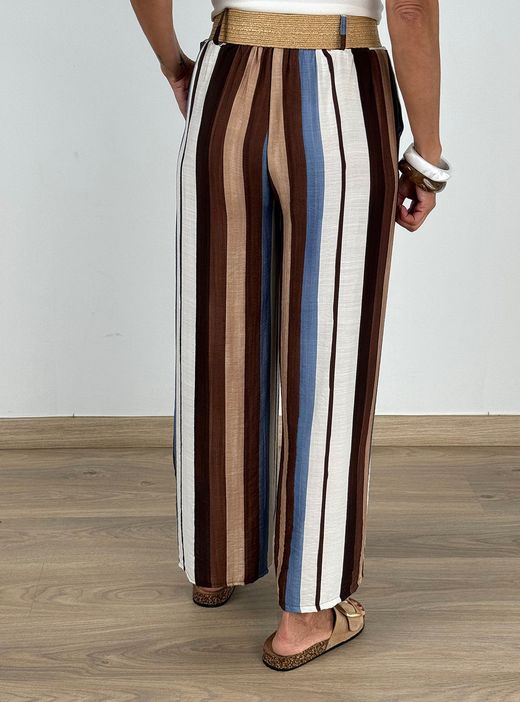 Pantalón rayas Begur marrón-beige