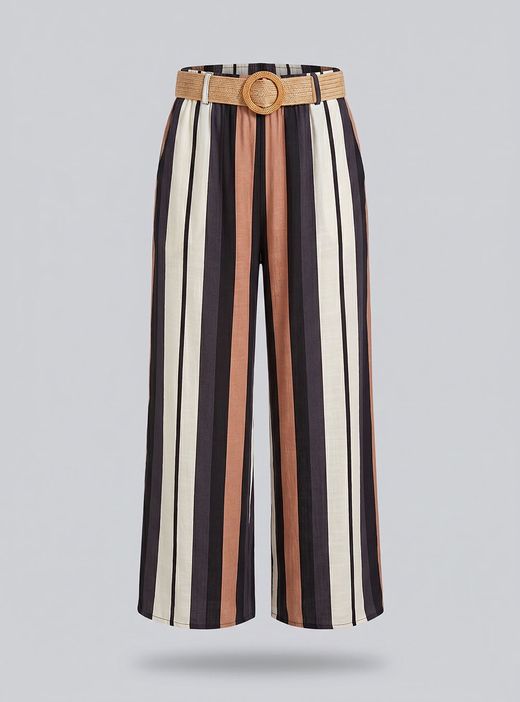 Pantalón rayas Begur negro-beige