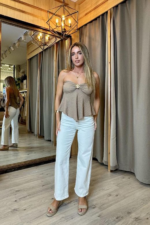 Pantalón recto básico blanco