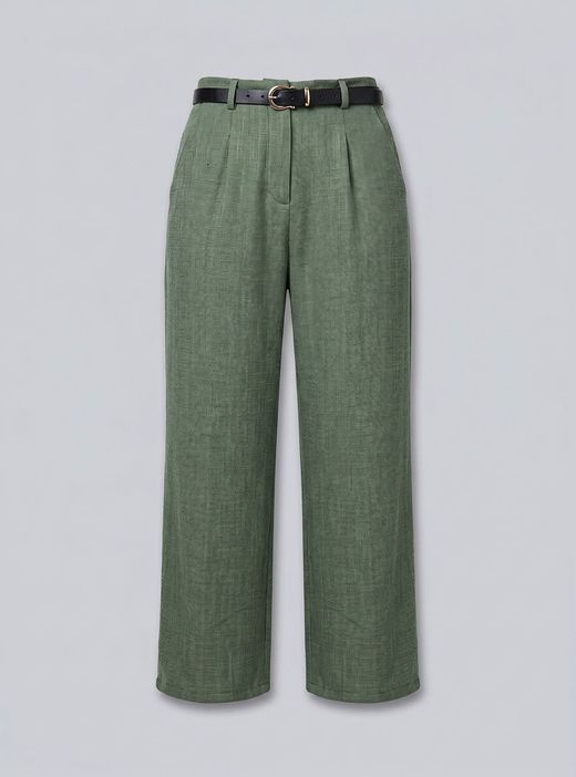 Pantalón texturizado verde kaki