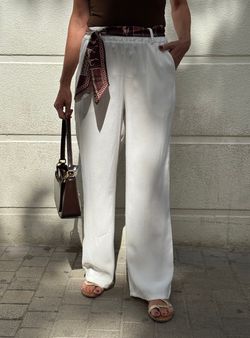 Pantalón wide leg bandana blanco