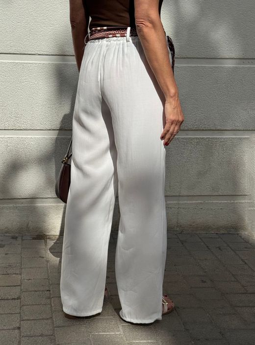 Pantalón wide leg bandana blanco