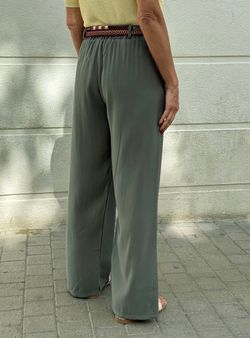 Pantalón wide leg bandana kaki