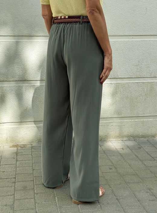 Pantalón wide leg bandana kaki