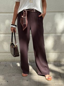 Pantalón wide leg bandana marrón