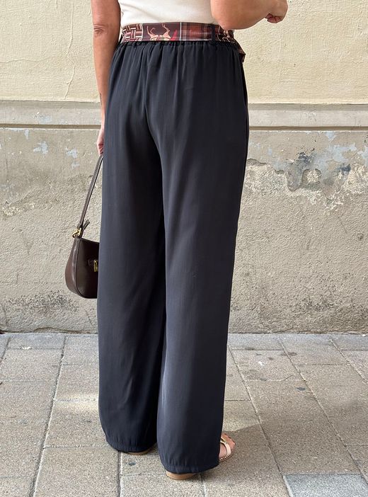 Pantalón wide leg bandana negro