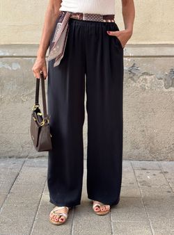 Pantalón wide leg bandana negro