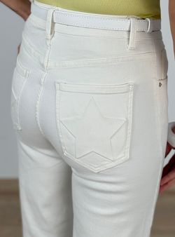 Pantalón wide leg estrellas blanco