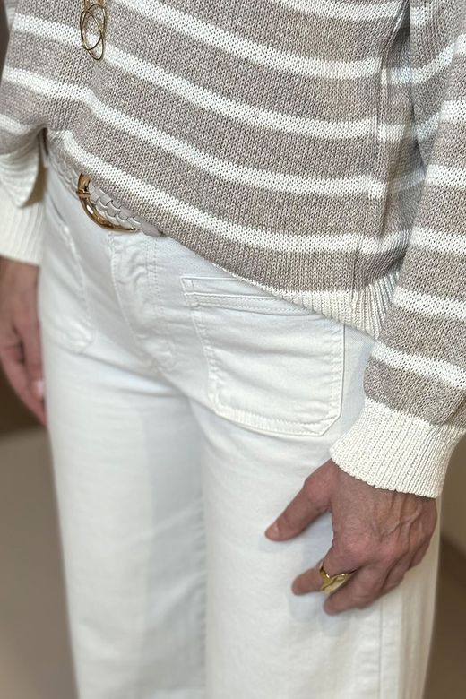 Pantalón wide leg patch pocket beige