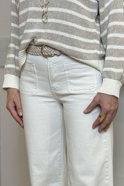 Pantalón wide leg patch pocket beige