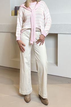 Pantalón wide leg patch pocket beige