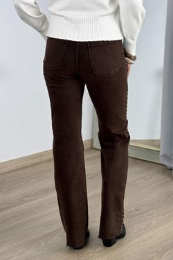 Pantalón wide leg tachas marrón
