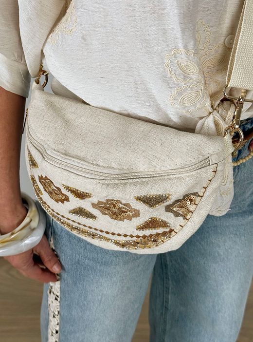 Riñonera Boho beige