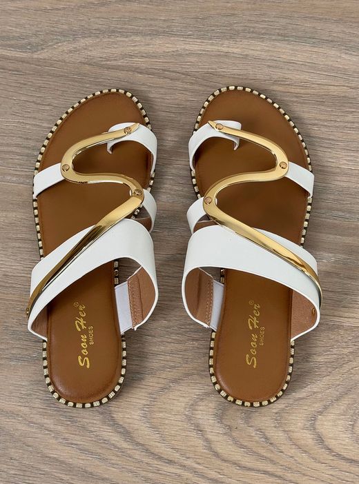 Sandalias Serpiente blanco-oro