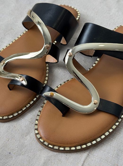 Sandalias Serpiente negro-oro