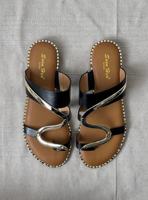 Sandalias Serpiente negro-oro