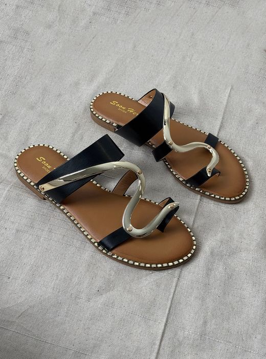 Sandalias Serpiente negro-oro