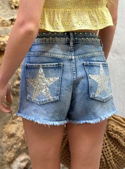 Short tejano tachas estrellas azul denim