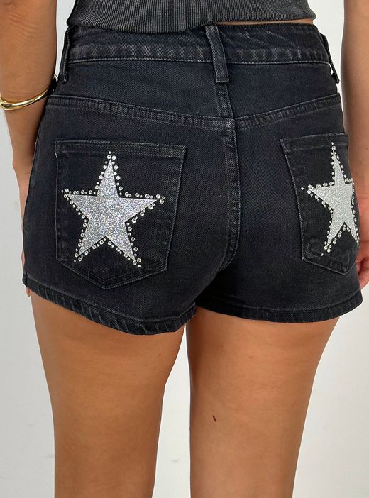 Shorts Estrella Purpurina negro