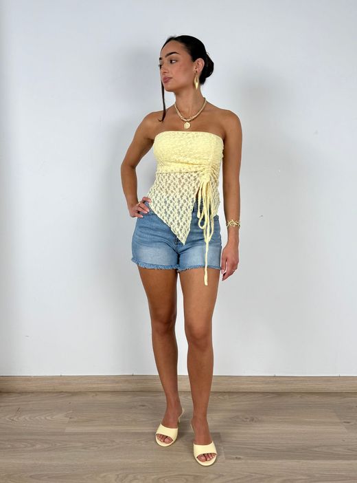Top Bandeau Asimétrico amarillo