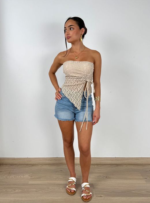 Top Bandeau Asimétrico beige