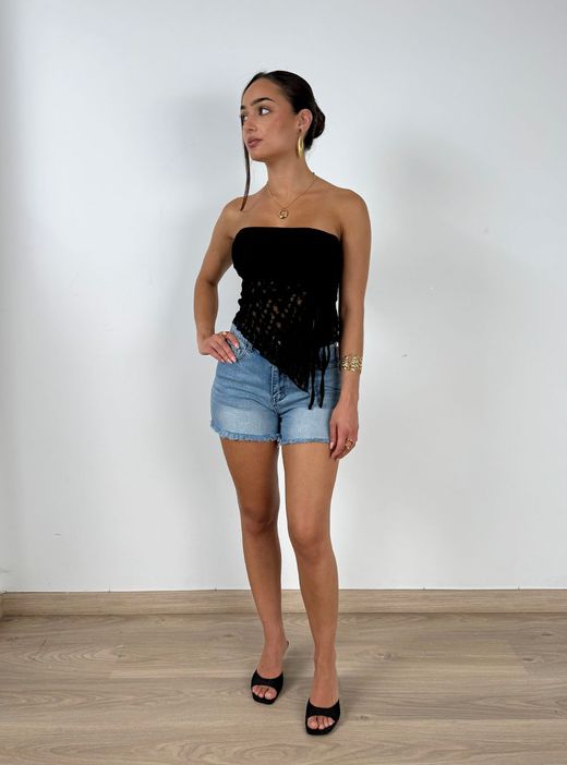 Top Bandeau Asimétrico negro