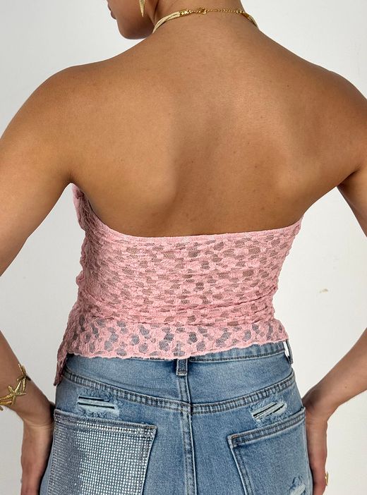 Top Bandeau Asimétrico rosa