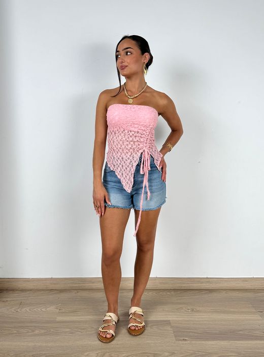 Top Bandeau Asimétrico rosa