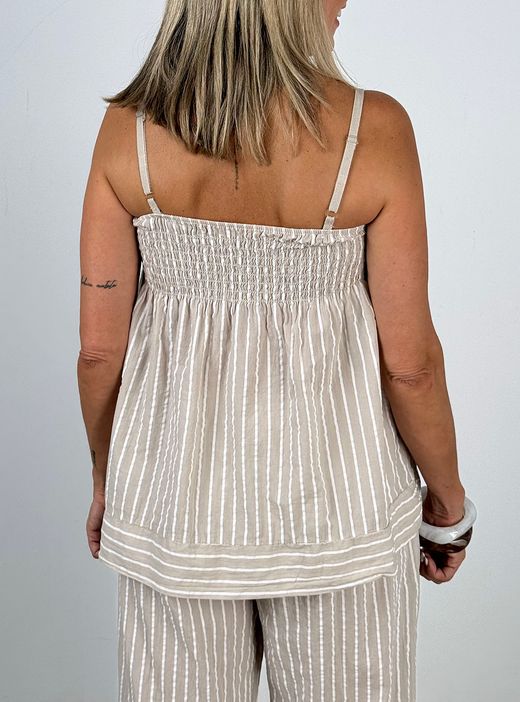 Top de rayas beige