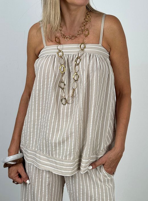 Top de rayas beige