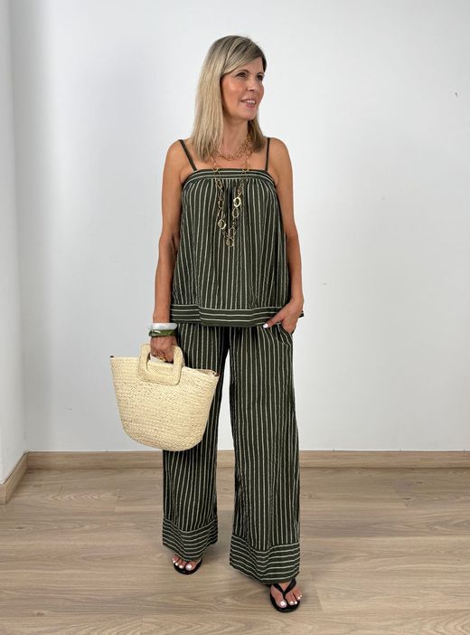 Top de rayas kaki